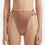 Clyde Brown High Waist Satin Bikini Bottom | Moeva | Bikini Bottom | Each week unveils new pieces—luxury swimwear, fluid resort silhouettes, and elevated summer-to-evening essentials designed to carry you from coastal escapes to city nights.