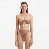 Clyde Brown Bandeau High Waist Satin Bikini Set | Moeva | Bikini Set | Each week unveils new pieces—luxury swimwear, fluid resort silhouettes, and elevated summer-to-evening essentials designed to carry you from coastal escapes to city nights.