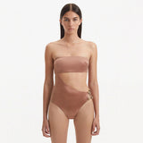 Marilla Brown Bandeau Satin Swimsuit | Moeva | Swimsuit | Each week unveils new pieces—luxury swimwear, fluid resort silhouettes, and elevated summer-to-evening essentials designed to carry you from coastal escapes to city nights.