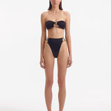 Clyde Black Bandeau Satin Bikini Top | Moeva | Bikini Top | Each week unveils new pieces—luxury swimwear, fluid resort silhouettes, and elevated summer-to-evening essentials designed to carry you from coastal escapes to city nights.