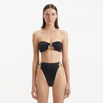 Clyde Black Bandeau High Waist Satin Bikini Set | Moeva | Bikini Set | Each week unveils new pieces—luxury swimwear, fluid resort silhouettes, and elevated summer-to-evening essentials designed to carry you from coastal escapes to city nights.