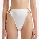 Clyde White High Waist Satin Bikini Bottom | Moeva | Bikini Bottom | Each week unveils new pieces—luxury swimwear, fluid resort silhouettes, and elevated summer-to-evening essentials designed to carry you from coastal escapes to city nights.