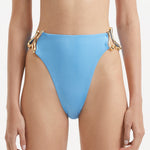 Clyde Baby Blue High Waist Satin Bikini Bottom | Moeva | Bikini Bottom | Each week unveils new pieces—luxury swimwear, fluid resort silhouettes, and elevated summer-to-evening essentials designed to carry you from coastal escapes to city nights.