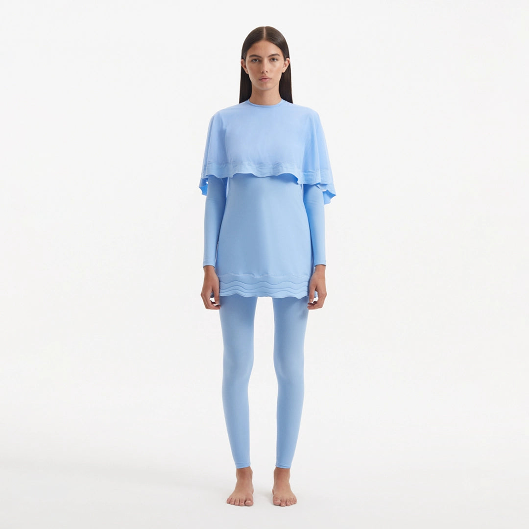Nasima Baby Blue Layered Modest Swim Set | Moeva | Swimsuit | Each week unveils new pieces—luxury swimwear, fluid resort silhouettes, and elevated summer-to-evening essentials designed to carry you from coastal escapes to city nights.