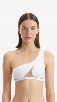 Harbor White One Shoulder Solid Bikini Top | Moeva | Bikini Top | Each week unveils new pieces—luxury swimwear, fluid resort silhouettes, and elevated summer-to-evening essentials designed to carry you from coastal escapes to city nights.