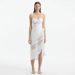Pelagia White Tie Front Wavy-Trim Sheer Sarong | Moeva | Sarong | Each week unveils new pieces—luxury swimwear, fluid resort silhouettes, and elevated summer-to-evening essentials designed to carry you from coastal escapes to city nights.