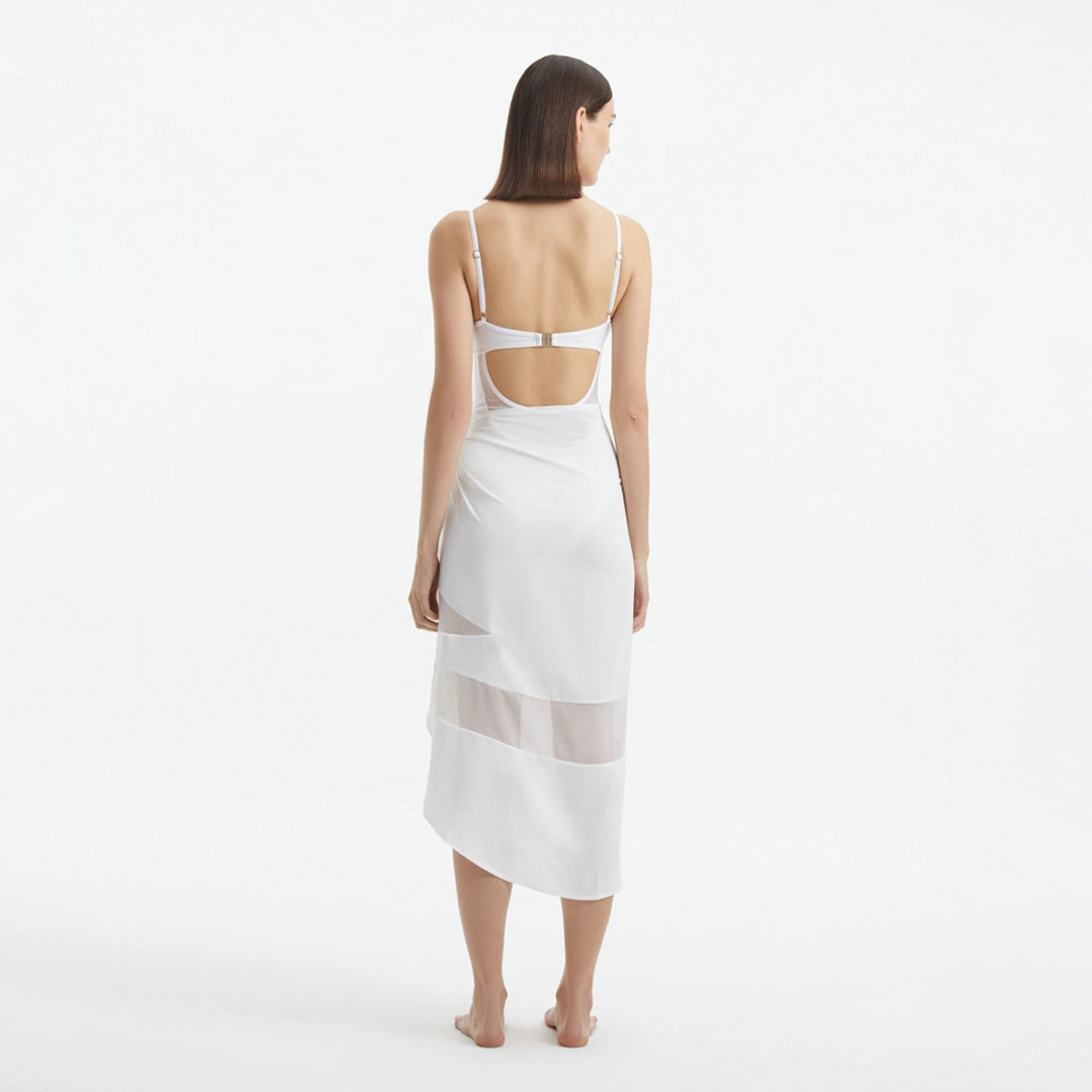 Pelagia White Tie Front Wavy-Trim Sheer Sarong | Moeva | Sarong | Each week unveils new pieces—luxury swimwear, fluid resort silhouettes, and elevated summer-to-evening essentials designed to carry you from coastal escapes to city nights.