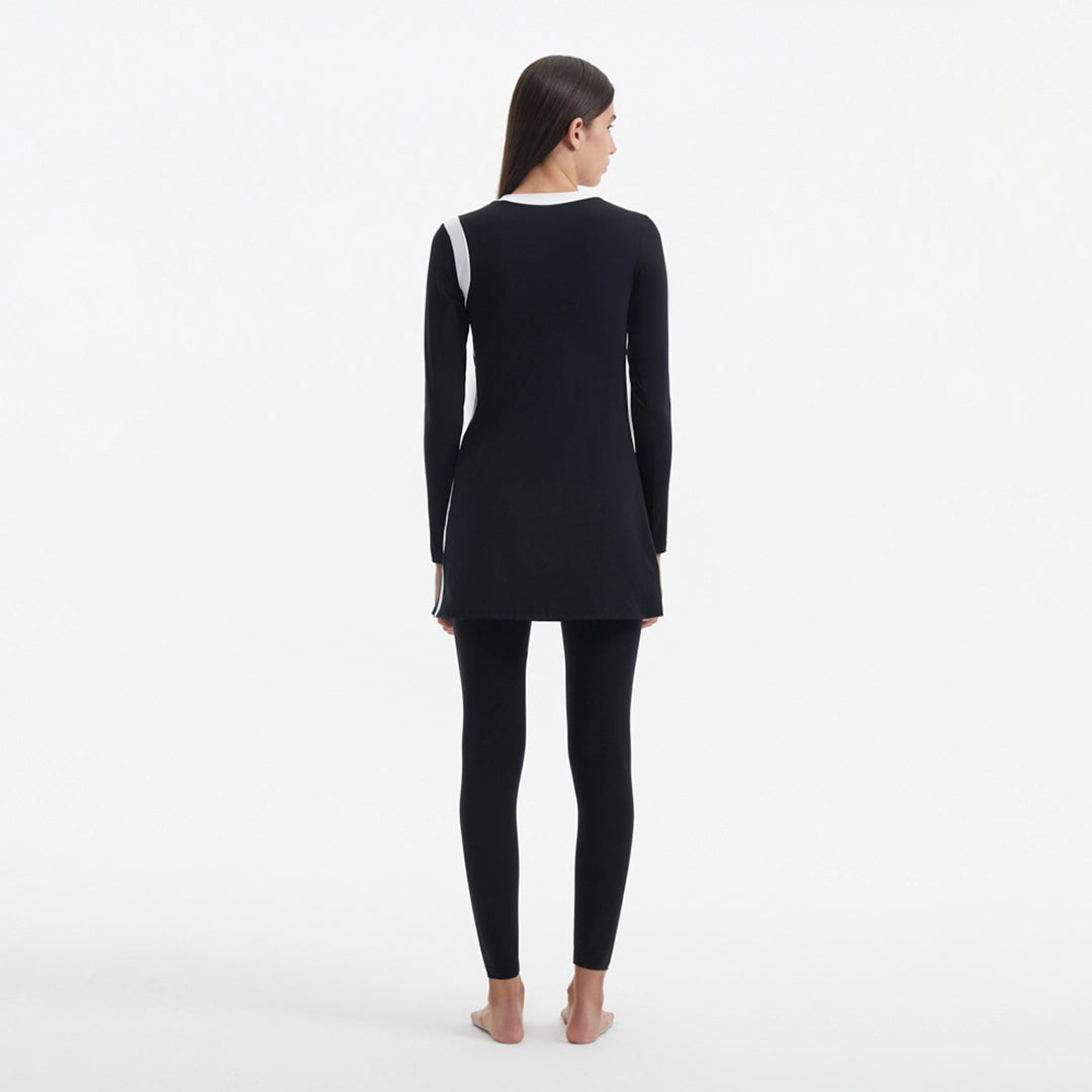 Kamaria Black Long Sleeve Accessorised Modest Swim Set | Moeva | Swimsuit | Each week unveils new pieces—luxury swimwear, fluid resort silhouettes, and elevated summer-to-evening essentials designed to carry you from coastal escapes to city nights.
