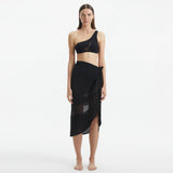 Pelagia Black Tie Front Wavy-Trim Sheer Sarong | Moeva | Sarong | Each week unveils new pieces—luxury swimwear, fluid resort silhouettes, and elevated summer-to-evening essentials designed to carry you from coastal escapes to city nights.