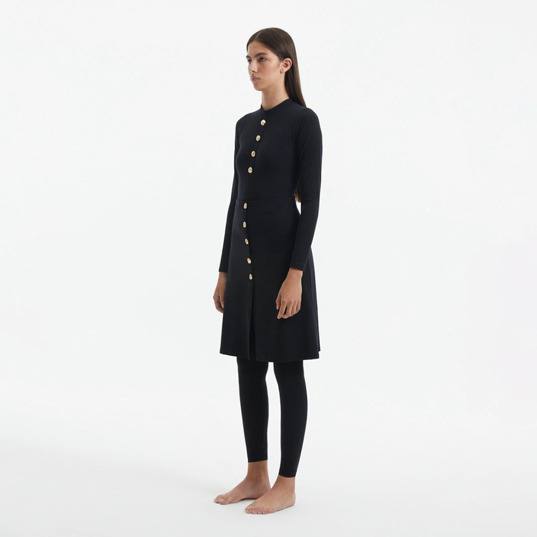 Meissa Black Full-Coverage Modest Swim Set | Moeva | Swimsuit | Each week unveils new pieces—luxury swimwear, fluid resort silhouettes, and elevated summer-to-evening essentials designed to carry you from coastal escapes to city nights.