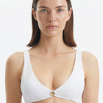 Aeron White V Neck Textured Bikini Top | Moeva | Bikini Top | Each week unveils new pieces—luxury swimwear, fluid resort silhouettes, and elevated summer-to-evening essentials designed to carry you from coastal escapes to city nights.