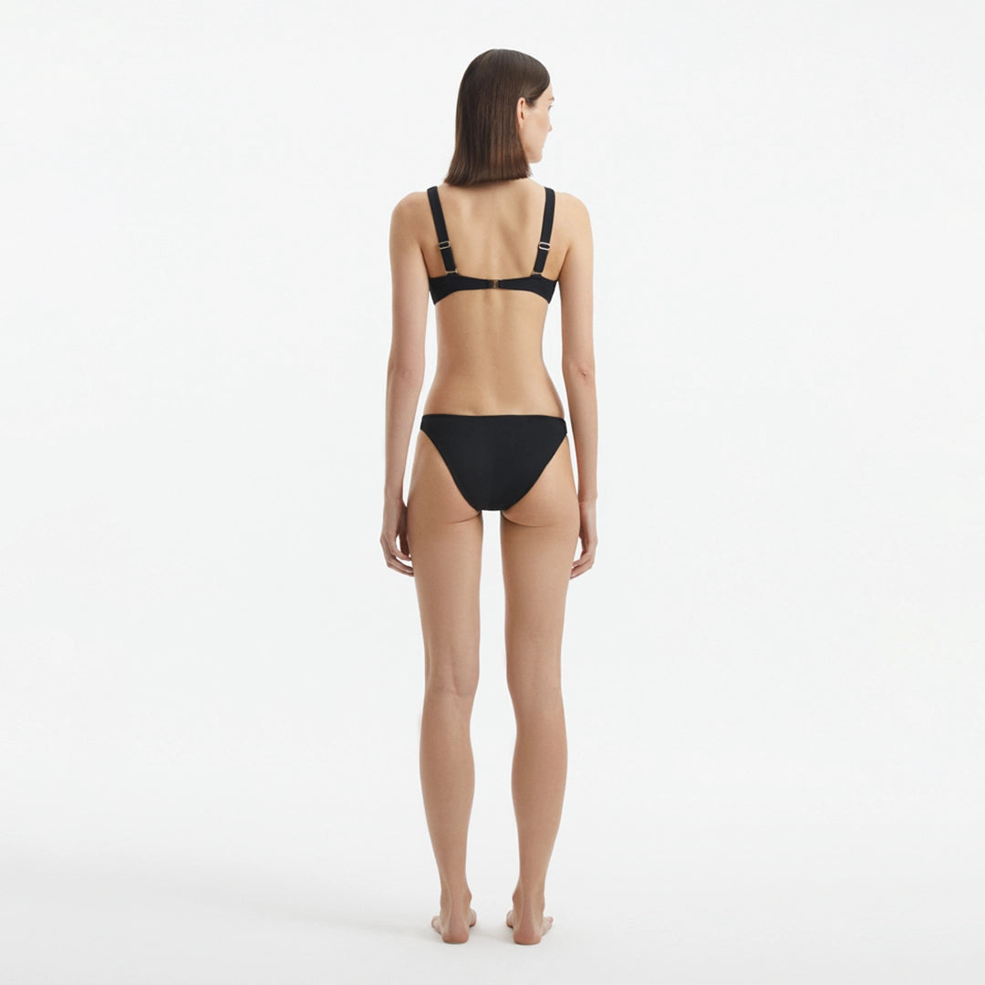 Aeron Black V Neck Textured Mid Coverage Bikini Set | Moeva | Bikini Set | Each week unveils new pieces—luxury swimwear, fluid resort silhouettes, and elevated summer-to-evening essentials designed to carry you from coastal escapes to city nights.