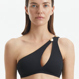 Eyre Black One Shoulder Textured Bikini Top | Moeva | Bikini Top | Each week unveils new pieces—luxury swimwear, fluid resort silhouettes, and elevated summer-to-evening essentials designed to carry you from coastal escapes to city nights.