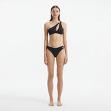 Eyre Black One Shoulder Mid Coverage Textured Bikini Set | Moeva | Bikini Set | Each week unveils new pieces—luxury swimwear, fluid resort silhouettes, and elevated summer-to-evening essentials designed to carry you from coastal escapes to city nights.