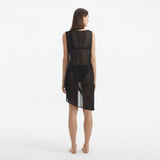 Adora Black Sheer Sleeveless Asymmetric Dress with Gold Button Detail | Moeva | Dress | Each week unveils new pieces—luxury swimwear, fluid resort silhouettes, and elevated summer-to-evening essentials designed to carry you from coastal escapes to city nights.