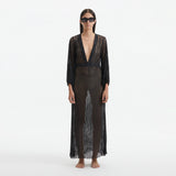 Fernanda Black Knitted Mesh Long-Sleeve Maxi Dress | Moeva | Dress | Each week unveils new pieces—luxury swimwear, fluid resort silhouettes, and elevated summer-to-evening essentials designed to carry you from coastal escapes to city nights.