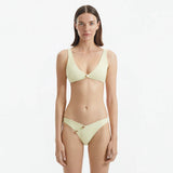 Aeron Yellow V Neck Textured Mid Coverage Bikini Set | Moeva | Bikini Set | Each week unveils new pieces—luxury swimwear, fluid resort silhouettes, and elevated summer-to-evening essentials designed to carry you from coastal escapes to city nights.