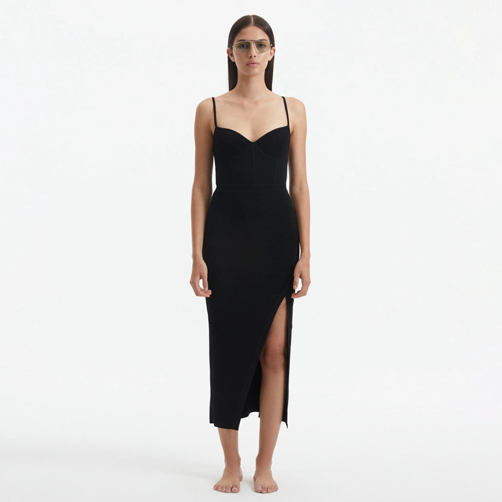 Beau Black Sleeveless Knitted Long Dress with Side Slit | Moeva | Dress | Each week unveils new pieces—luxury swimwear, fluid resort silhouettes, and elevated summer-to-evening essentials designed to carry you from coastal escapes to city nights.