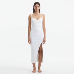 Beau White Sleeveless Knitted Long Dress with Side Slit | Moeva | Dress | Each week unveils new pieces—luxury swimwear, fluid resort silhouettes, and elevated summer-to-evening essentials designed to carry you from coastal escapes to city nights.