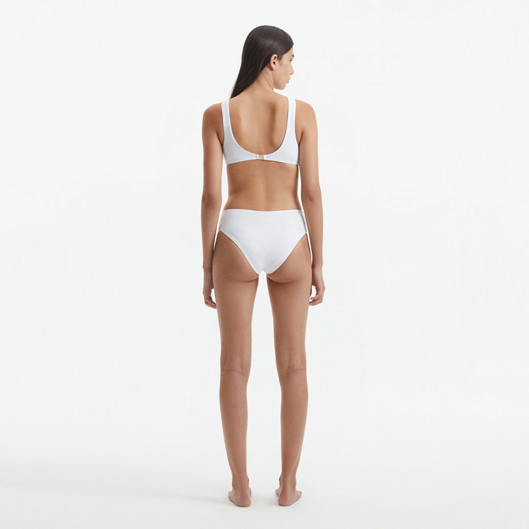 Honora White High Neck Swimsuit | Moeva | Swimsuit | Each week unveils new pieces—luxury swimwear, fluid resort silhouettes, and elevated summer-to-evening essentials designed to carry you from coastal escapes to city nights.