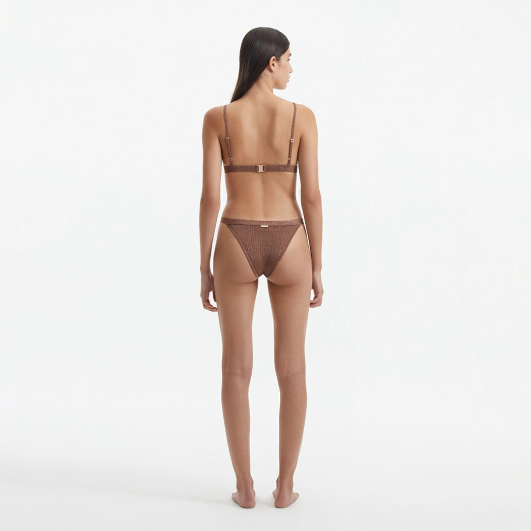North Brown Triangle Mid Coverage Knitted Bikini Set | Moeva | Bikini Set | Each week unveils new pieces—luxury swimwear, fluid resort silhouettes, and elevated summer-to-evening essentials designed to carry you from coastal escapes to city nights.