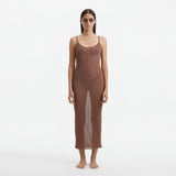 Lulusar Brown Metallic Knitted Maxi Dress | Moeva | Beachwear Dresses | Each week unveils new pieces—luxury swimwear, fluid resort silhouettes, and elevated summer-to-evening essentials designed to carry you from coastal escapes to city nights.