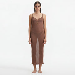 Lulusar Brown Metallic Knitted Maxi Dress | Moeva | Dress | Each week unveils new pieces—luxury swimwear, fluid resort silhouettes, and elevated summer-to-evening essentials designed to carry you from coastal escapes to city nights.