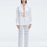 Julia Mateian - Nola White Crochet Shirt & Elysia White Crochet High-Waist Pants Set | Moeva | Shirt and Pants | Each week unveils new pieces—luxury swimwear, fluid resort silhouettes, and elevated summer-to-evening essentials designed to carry you from coastal escapes to city nights.