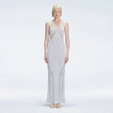 Odessa Silver V Neck Knit Maxi Dress | Moeva | Dress | Each week unveils new pieces—luxury swimwear, fluid resort silhouettes, and elevated summer-to-evening essentials designed to carry you from coastal escapes to city nights.
