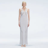 Odessa Silver V Neck Knit Maxi Dress | Moeva | Dress | Each week unveils new pieces—luxury swimwear, fluid resort silhouettes, and elevated summer-to-evening essentials designed to carry you from coastal escapes to city nights.