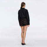 Ophelia Black Crochet Detail High-Waist Shorts | Moeva | Shorts | Each week unveils new pieces—luxury swimwear, fluid resort silhouettes, and elevated summer-to-evening essentials designed to carry you from coastal escapes to city nights.
