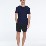 Oscar Dark Blue Round Neck T-Shirt | Moeva | Men Round Neck Shirts | Each week unveils new pieces—luxury swimwear, fluid resort silhouettes, and elevated summer-to-evening essentials designed to carry you from coastal escapes to city nights.