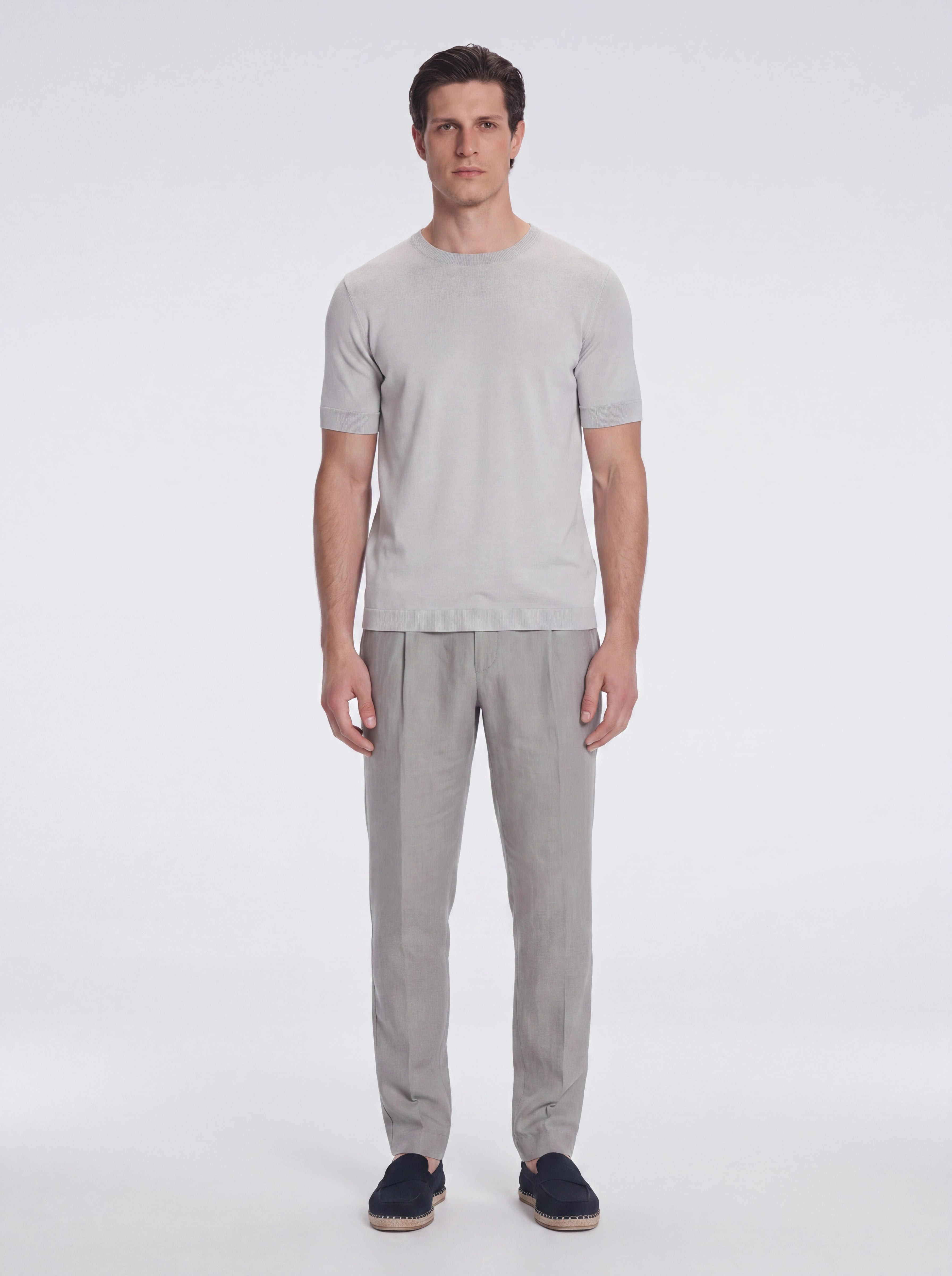 Oscar Grey Round Neck T-Shirt | Moeva | T-Shirt | Each week unveils new pieces—luxury swimwear, fluid resort silhouettes, and elevated summer-to-evening essentials designed to carry you from coastal escapes to city nights.