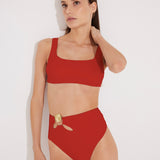 Patrizia Red Square Neck High Waist Bikini Set | Moeva | Bikini Set | Each week unveils new pieces—luxury swimwear, fluid resort silhouettes, and elevated summer-to-evening essentials designed to carry you from coastal escapes to city nights.