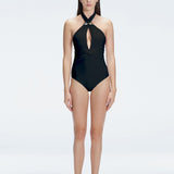 Rosamund Black Halter Swimsuit | Moeva | One-Piece | Each week unveils new pieces—luxury swimwear, fluid resort silhouettes, and elevated summer-to-evening essentials designed to carry you from coastal escapes to city nights.
