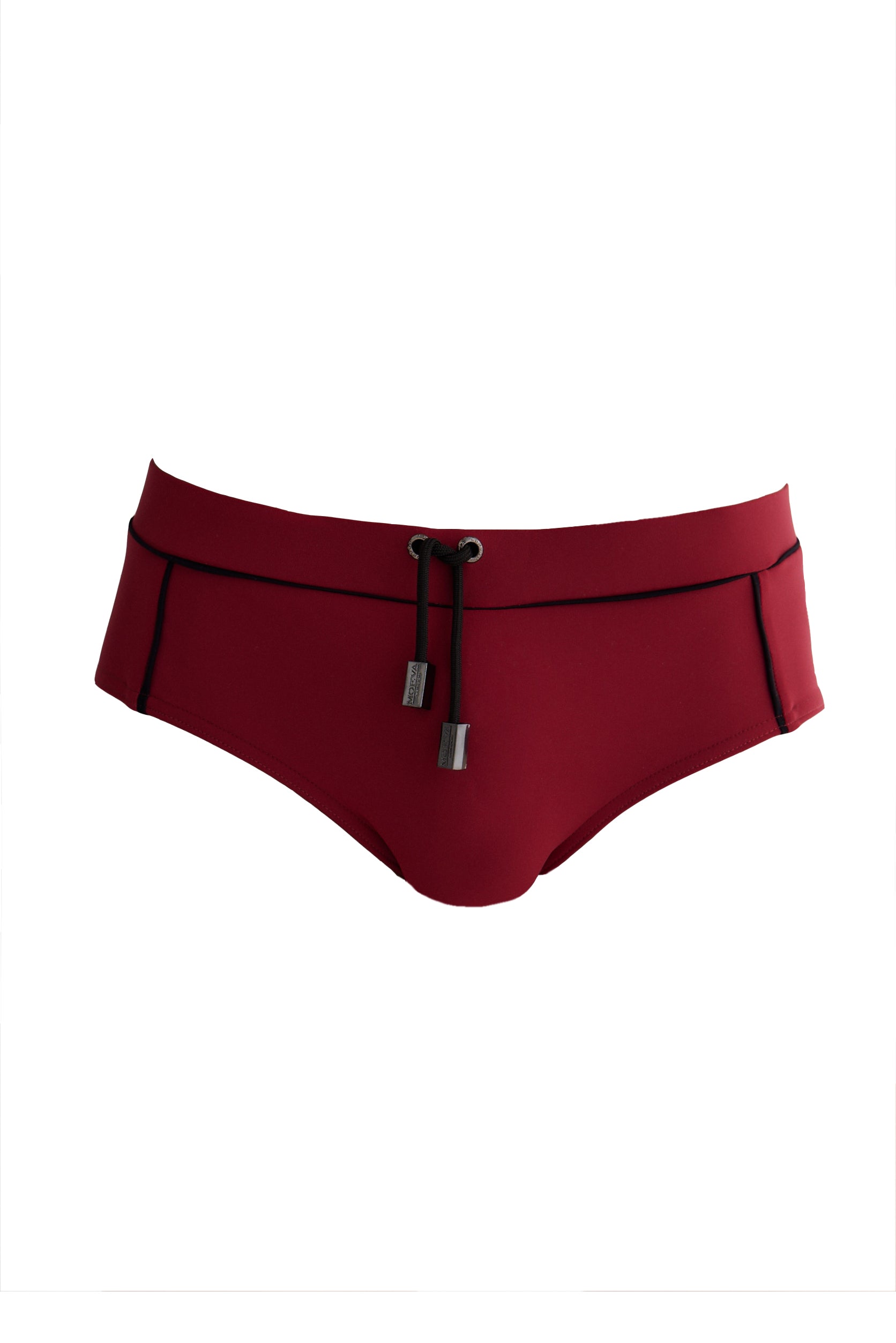 Ricardo Bordeaux/Black Quick Dry Swim Briefs with Drawcord | Moeva | Briefs | Each week unveils new pieces—luxury swimwear, fluid resort silhouettes, and elevated summer-to-evening essentials designed to carry you from coastal escapes to city nights.