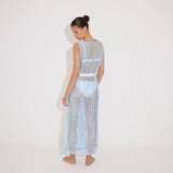 Roma Blue/White Knit Belted Maxi Dress | Moeva | Beachwear Dresses | Each week unveils new pieces—luxury swimwear, fluid resort silhouettes, and elevated summer-to-evening essentials designed to carry you from coastal escapes to city nights.