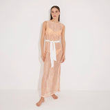Roma Orange/White Knit Belted Maxi Dress | Moeva | Beachwear Dresses | Each week unveils new pieces—luxury swimwear, fluid resort silhouettes, and elevated summer-to-evening essentials designed to carry you from coastal escapes to city nights.