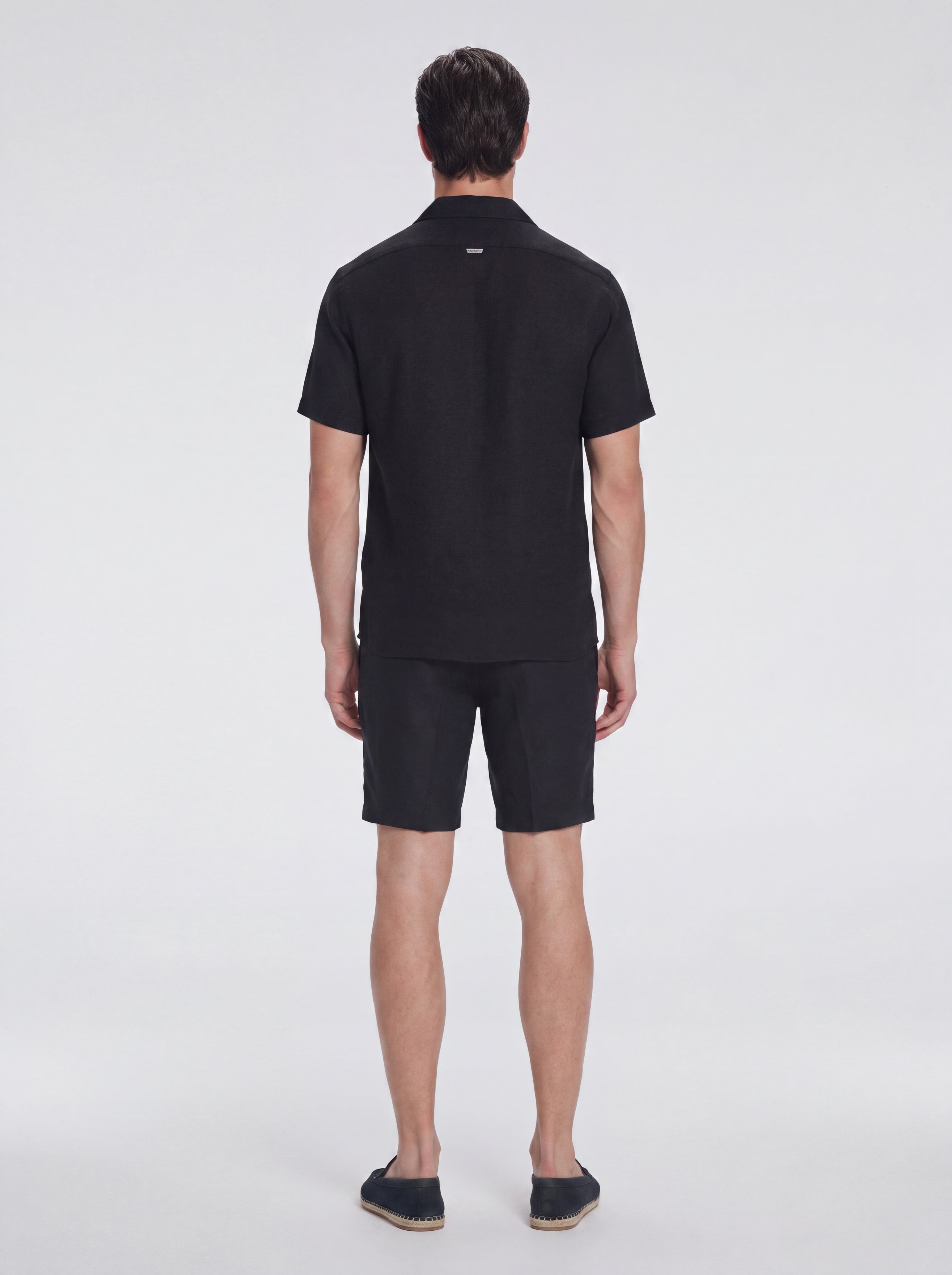 Romeo Black Linen Shirt with Camp Collar