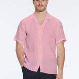 Romeo Pink Linen Shirt with Camp Collar | Moeva | Men Classic Collar Shirts | Each week unveils new pieces—luxury swimwear, fluid resort silhouettes, and elevated summer-to-evening essentials designed to carry you from coastal escapes to city nights.
