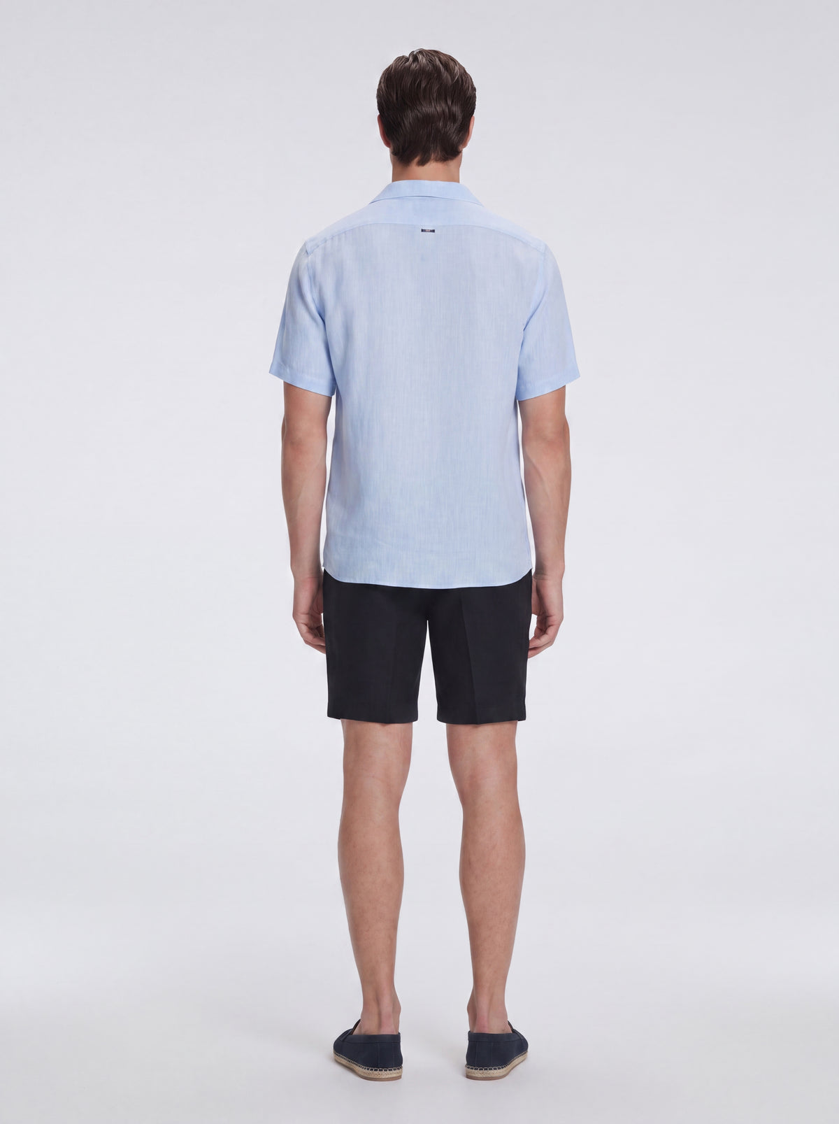 Romeo Baby Blue Linen Shirt with Camp Collar