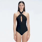 Rosamund Black Halter Swimsuit | Moeva | Swimsuit | Each week unveils new pieces—luxury swimwear, fluid resort silhouettes, and elevated summer-to-evening essentials designed to carry you from coastal escapes to city nights.