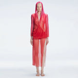Rosie Red Optical Long Sleeve Maxi Dress | Moeva | Dress | Each week unveils new pieces—luxury swimwear, fluid resort silhouettes, and elevated summer-to-evening essentials designed to carry you from coastal escapes to city nights.