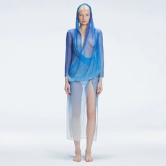 Elif Şahin - Eva Blue Bikini Set And Rosie Blue Optical Long Sleeve Maxi Dress | Moeva | Set | Each week unveils new pieces—luxury swimwear, fluid resort silhouettes, and elevated summer-to-evening essentials designed to carry you from coastal escapes to city nights.
