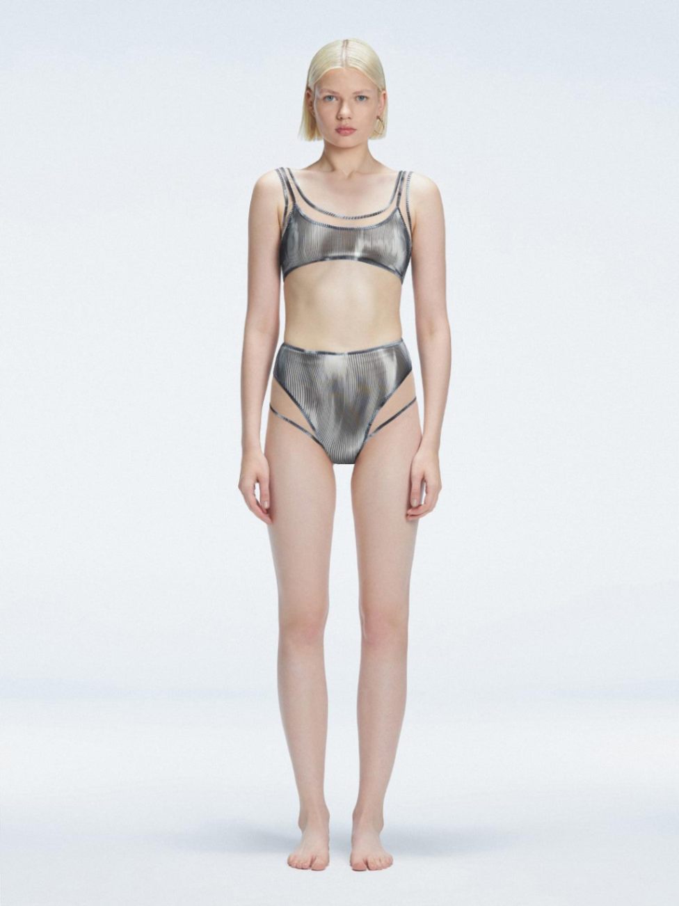 Rosalind Black Optical High Waist 3D Print Bikini Bottom | Moeva | Bikini Bottom | Each week unveils new pieces—luxury swimwear, fluid resort silhouettes, and elevated summer-to-evening essentials designed to carry you from coastal escapes to city nights.