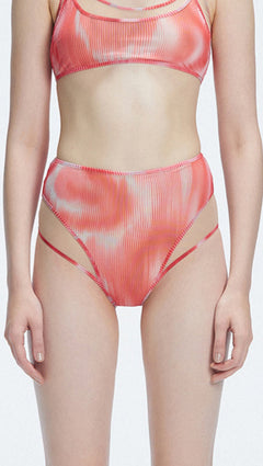 Rosalind Red Optical High Waist 3D Print Bikini Bottom | Moeva | Bikini Bottom | Each week unveils new pieces—luxury swimwear, fluid resort silhouettes, and elevated summer-to-evening essentials designed to carry you from coastal escapes to city nights.