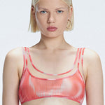 Rosalind Red Optical Scoop Neck 3D Print Bikini Top | Moeva | Bikini Top | Each week unveils new pieces—luxury swimwear, fluid resort silhouettes, and elevated summer-to-evening essentials designed to carry you from coastal escapes to city nights.