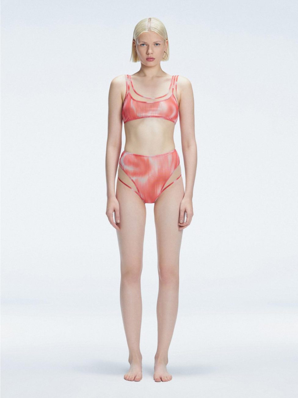 Rosalind Red Optical High Waist 3D Print Bikini Bottom | Moeva | Bikini Bottom | Each week unveils new pieces—luxury swimwear, fluid resort silhouettes, and elevated summer-to-evening essentials designed to carry you from coastal escapes to city nights.
