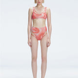 Rosalind Red Optical High Waist 3D Print Bikini Bottom | Moeva | Bikini Bottom | Each week unveils new pieces—luxury swimwear, fluid resort silhouettes, and elevated summer-to-evening essentials designed to carry you from coastal escapes to city nights.