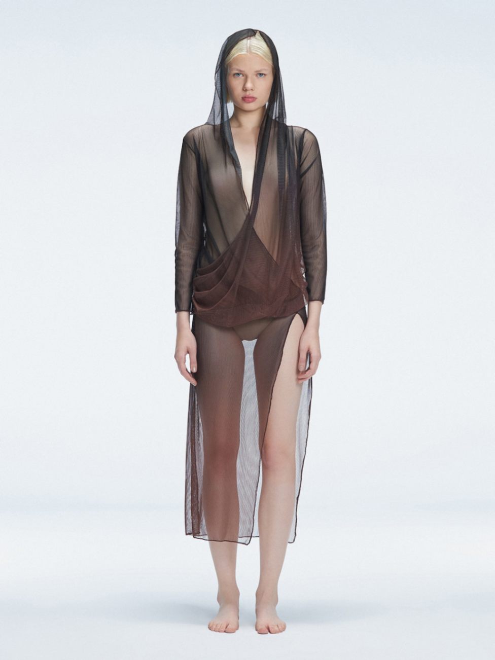 Caroline Hu - Rosie Black Optical Long Sleeve Maxi Dress | Moeva | Beachwear Dresses | Each week unveils new pieces—luxury swimwear, fluid resort silhouettes, and elevated summer-to-evening essentials designed to carry you from coastal escapes to city nights.